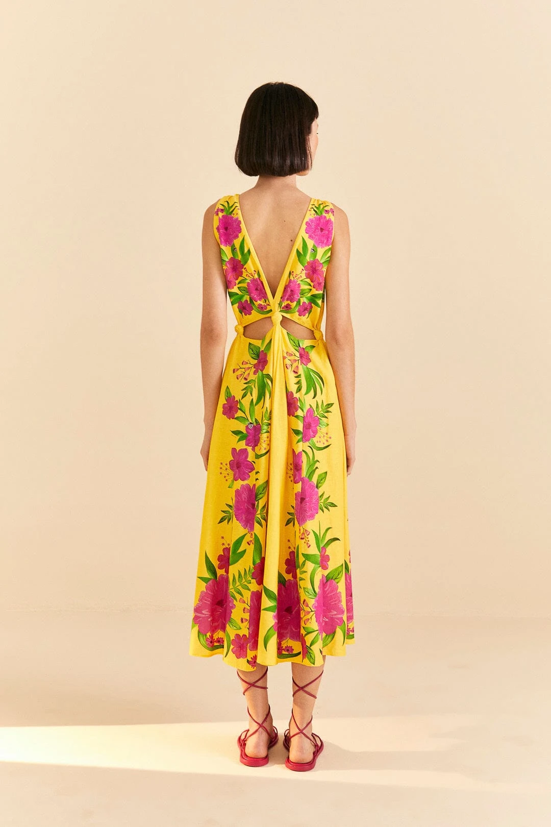 Farm Rio Yellow Romantic Garden Midi Dress 4 Farm Rio Yellow Romantic Garden Midi Dress - Image 4