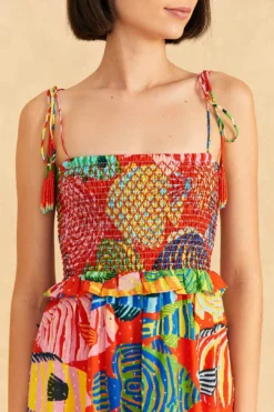 Farm Rio Red Striped Fishes Midi Dress 7 Farm Rio Red Striped Fishes Midi Dress -Farm Rio Shop 309299 03