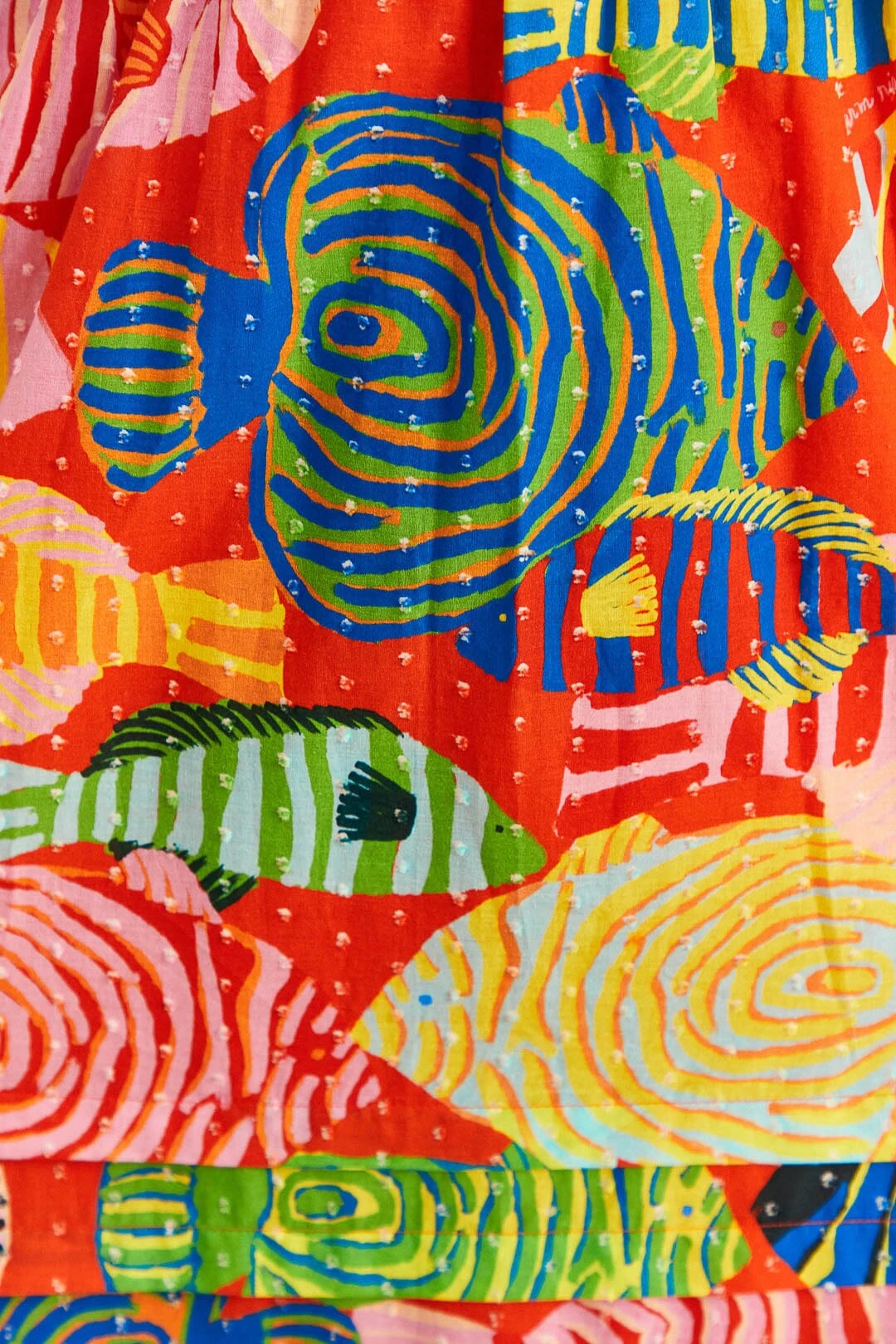 Farm Rio Red Striped Fishes Midi Dress 5 Farm Rio Red Striped Fishes Midi Dress - Image 5