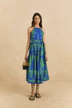 Farm Rio Blue Pineapple Love Organic Cotton Maxi Dress