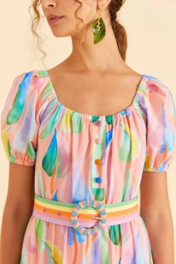 Farm Rio Pink Pastel Leaves Maxi Dress -Farm Rio Shop 309308 03 scaled