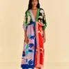 Farm Rio Brasil Bahia Scarves Midi Dress