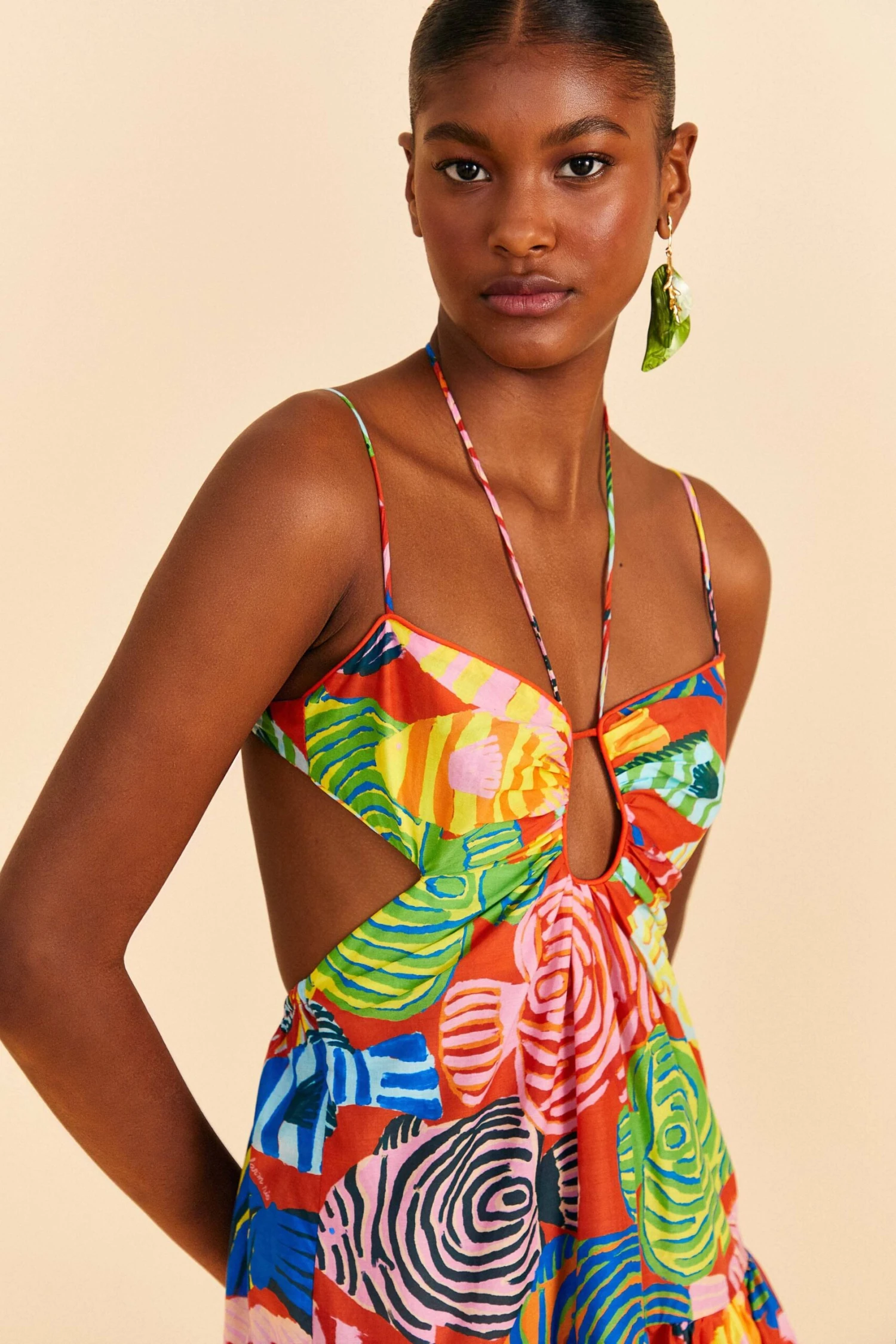 Farm Rio Red Striped Fishes Mini Dress 2 Farm Rio Red Striped Fishes Mini Dress - Image 2