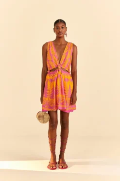 Farm Rio Orange Pineapple Love Mini Dress