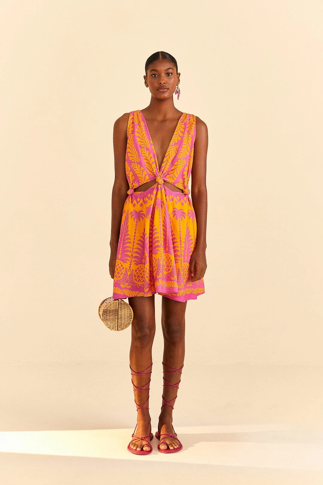 Farm Rio Orange Pineapple Love Mini Dress 1 Farm Rio Orange Pineapple Love Mini Dress