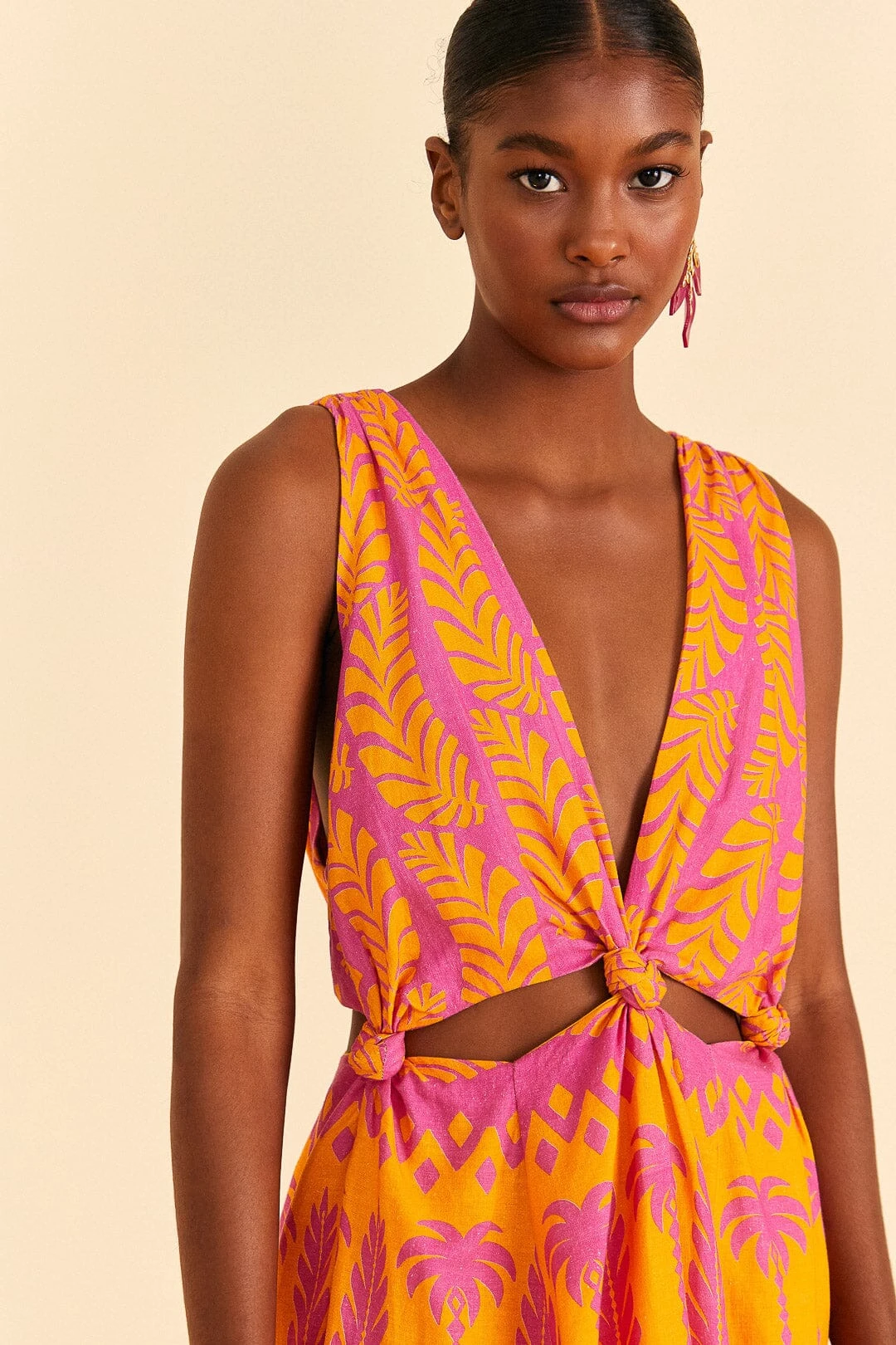 Farm Rio Orange Pineapple Love Mini Dress 2 Farm Rio Orange Pineapple Love Mini Dress - Image 2