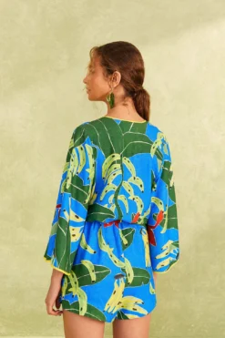 Farm Rio Blue Banana Leaves Romper 9 Farm Rio Blue Banana Leaves Romper -Farm Rio Shop 309327 03