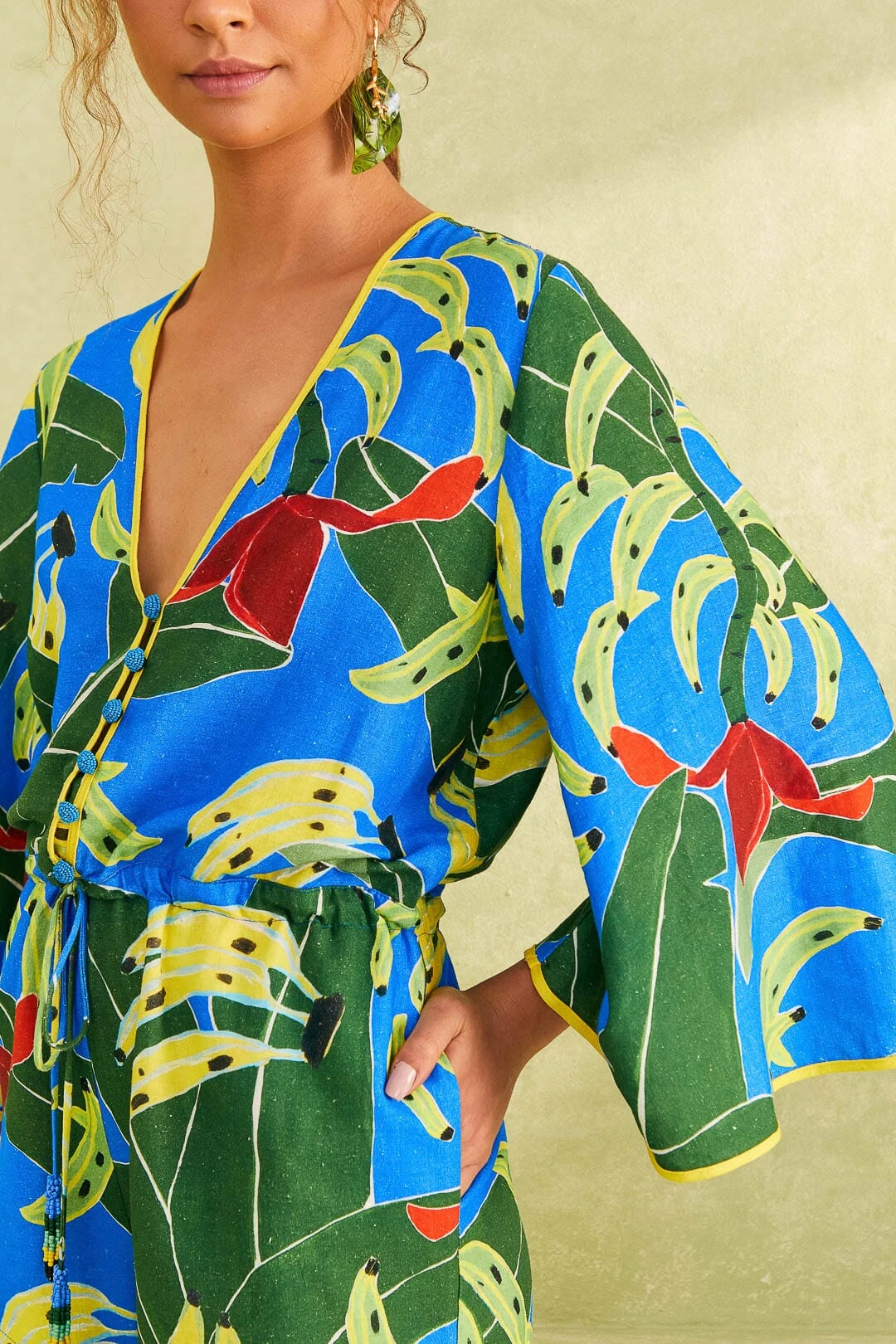 Farm Rio Blue Banana Leaves Romper 2 Farm Rio Blue Banana Leaves Romper - Image 2