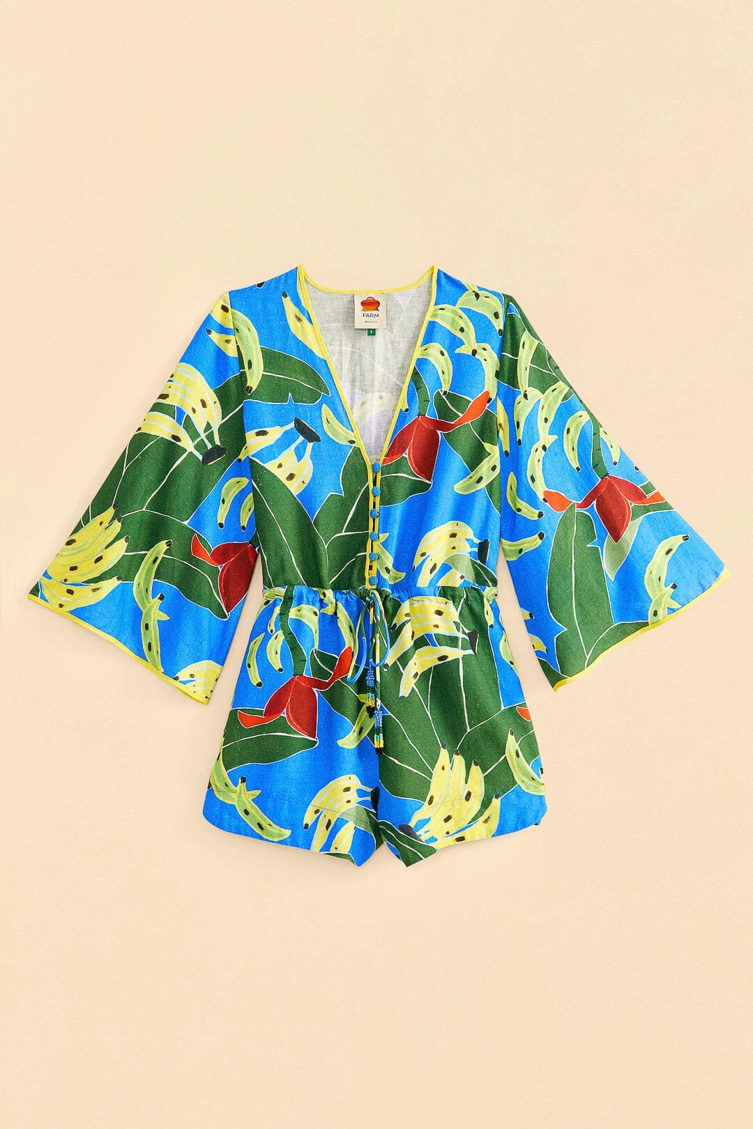 Farm Rio Blue Banana Leaves Romper 6 Farm Rio Blue Banana Leaves Romper - Image 6