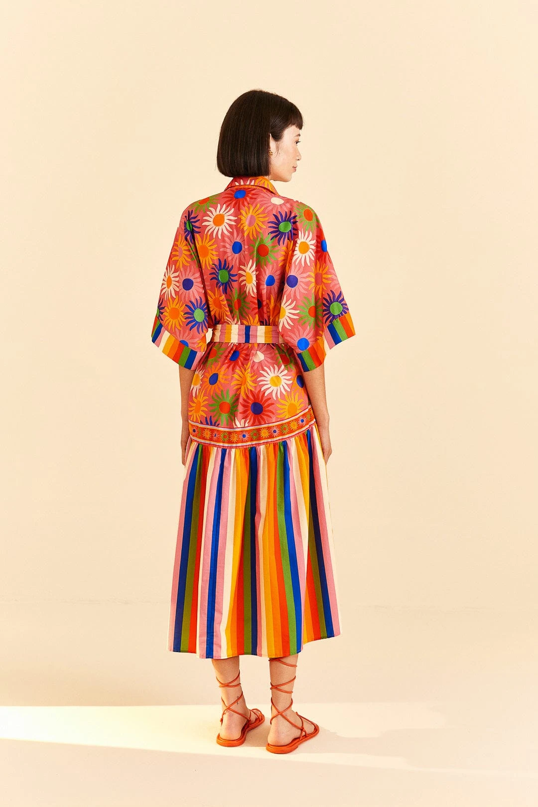 Farm Rio Coral Mixed Graphic Macaws Midi Dress 4 Farm Rio Coral Mixed Graphic Macaws Midi Dress - Image 4