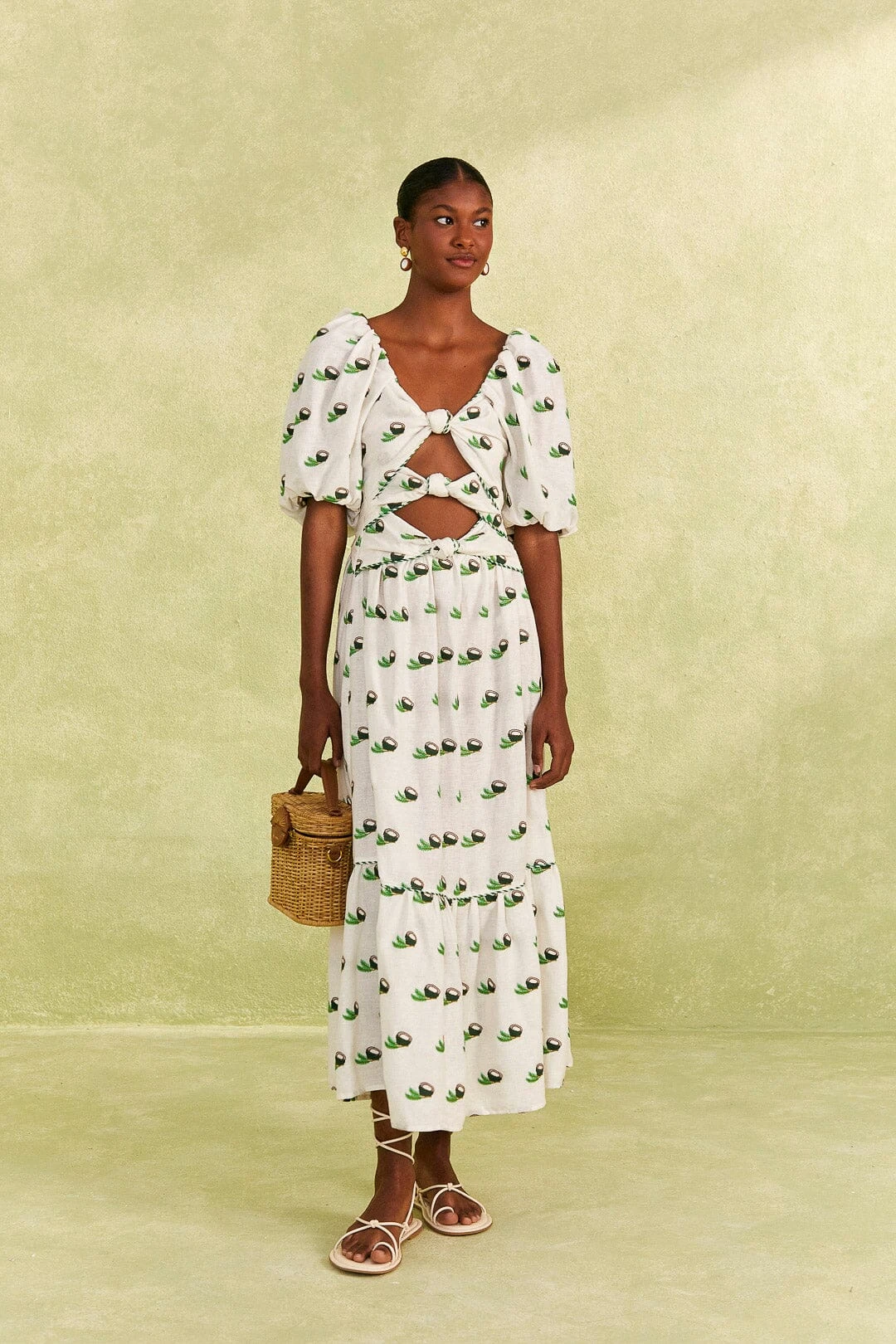 Farm Rio Cross Stitch Coconut Embroidered Midi Dress 1 Farm Rio Cross Stitch Coconut Embroidered Midi Dress