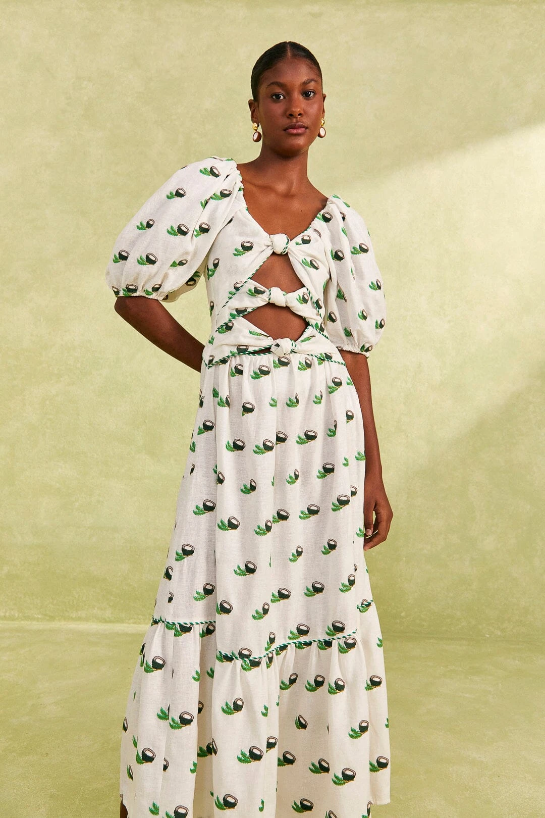 Farm Rio Cross Stitch Coconut Embroidered Midi Dress 2 Farm Rio Cross Stitch Coconut Embroidered Midi Dress - Image 2