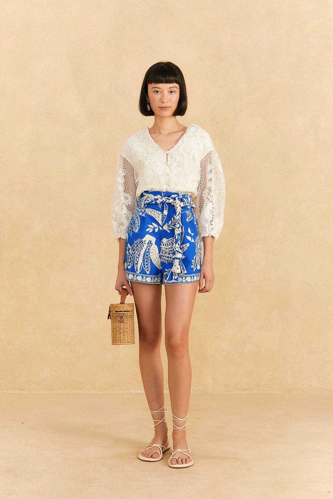 Farm Rio Blue Lace Banana Shorts 2 Farm Rio Blue Lace Banana Shorts - Image 2