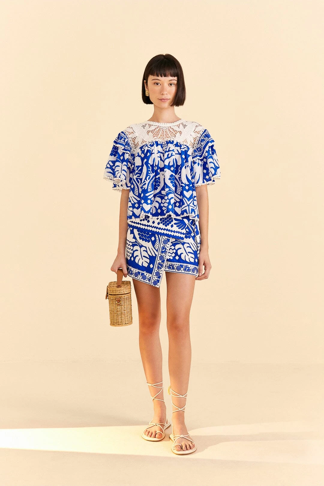 Farm Rio Navy Blue Jungle Scarf Mini Skirt 2 Farm Rio Navy Blue Jungle Scarf Mini Skirt - Image 2