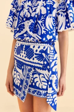 Farm Rio Navy Blue Jungle Scarf Mini Skirt 8 Farm Rio Navy Blue Jungle Scarf Mini Skirt -Farm Rio Shop 309382 03