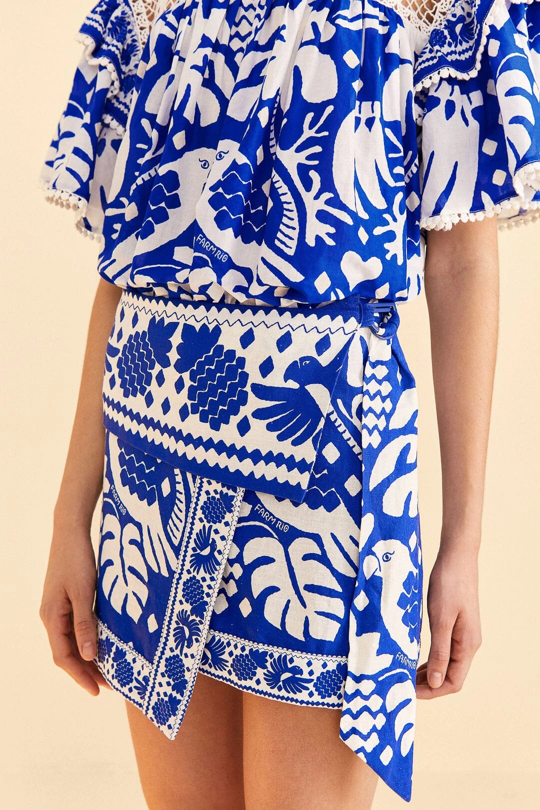 Farm Rio Navy Blue Jungle Scarf Mini Skirt 3 Farm Rio Navy Blue Jungle Scarf Mini Skirt - Image 3