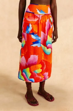 Farm Rio Red Ombre Chita Midi Skirt 8 Farm Rio Red Ombre Chita Midi Skirt -Farm Rio Shop 309389 03