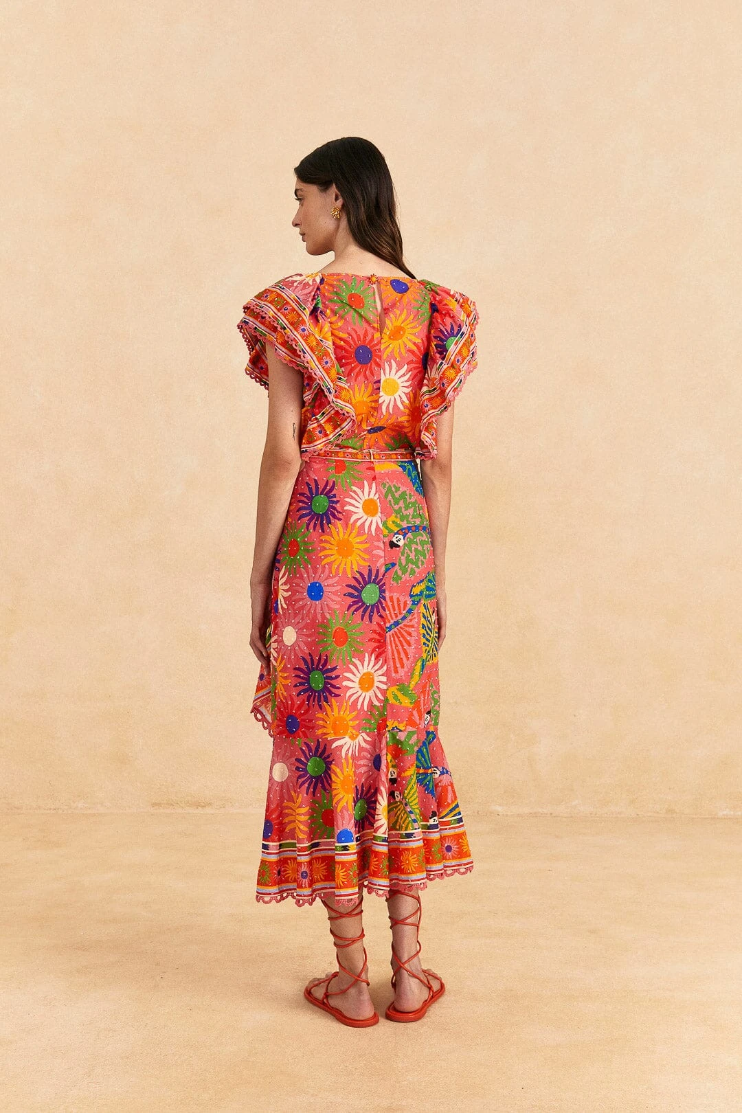 Farm Rio Coral Mixed Graphic Macaws Midi Skirt 4 Farm Rio Coral Mixed Graphic Macaws Midi Skirt - Image 4