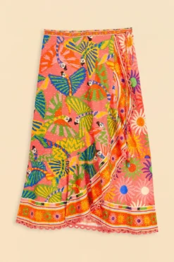 Farm Rio Coral Mixed Graphic Macaws Midi Skirt 11 Farm Rio Coral Mixed Graphic Macaws Midi Skirt -Farm Rio Shop 309396 06