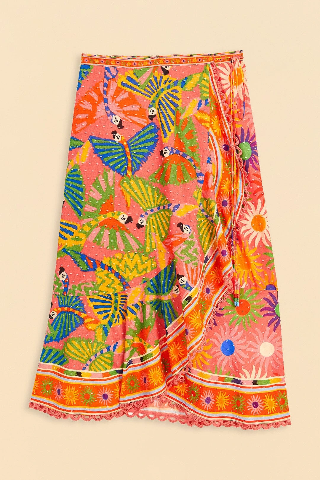 Farm Rio Coral Mixed Graphic Macaws Midi Skirt 6 Farm Rio Coral Mixed Graphic Macaws Midi Skirt - Image 6