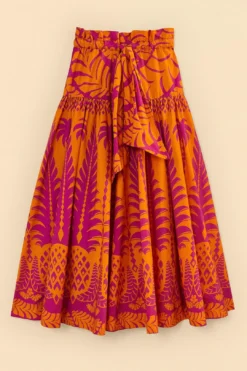 Farm Rio Orange Pineapple Love Organic Cotton Maxi Skirt -Farm Rio Shop 309397 06