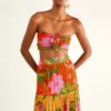 Farm Rio Orange Romantic Garden Crop Top