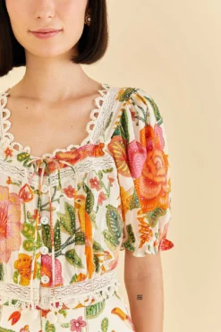 Farm Rio Off-White Macaw Bloom Blouse -Farm Rio Shop 309414 03