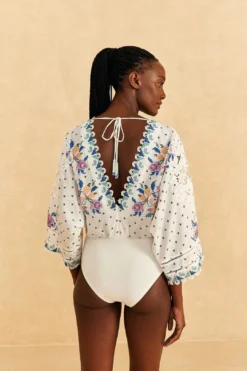 Farm Rio Off-White Romantic Bandanas Bodysuit -Farm Rio Shop 309428 03