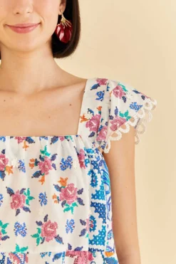 Farm Rio Off-White Romantic Bandanas Blouse -Farm Rio Shop 309437 03