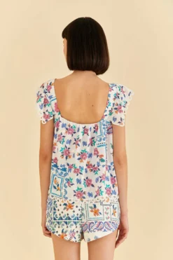 Farm Rio Off-White Romantic Bandanas Blouse -Farm Rio Shop 309437 04