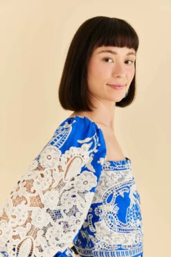 Farm Rio Blue Lace Banana Blouse 7 Farm Rio Blue Lace Banana Blouse -Farm Rio Shop 309445 03 scaled
