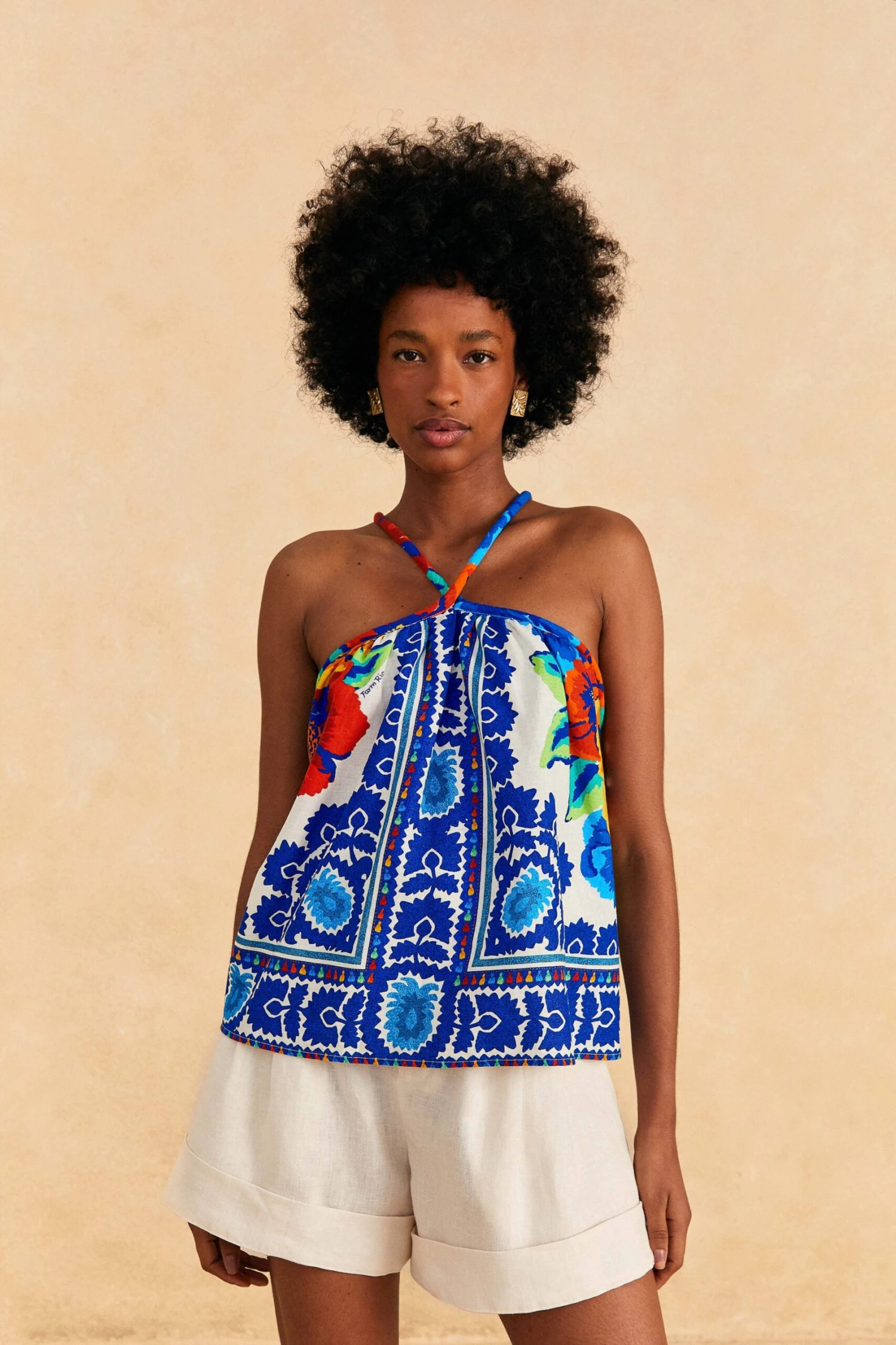 Farm Rio Off-White Flower Tapestry Blouse 1 Farm Rio Off-White Flower Tapestry Blouse