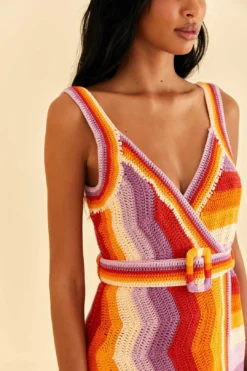 Farm Rio Multi Stripes Crochet Dress -Farm Rio Shop 309551 03