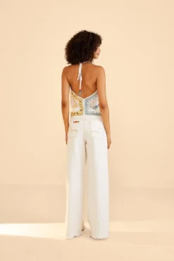 Farm Rio Embroidered Floral Twill Pants -Farm Rio Shop 309566 04