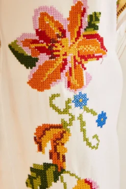 Farm Rio Embroidered Floral Twill Pants -Farm Rio Shop 309566 05