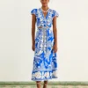 Farm Rio Blue Lace Banana Midi Dress