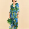 Farm Rio Blue Banana Leaves Maxi Dress