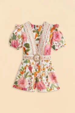 Farm Rio Off-White Macaw Bloom Organic Cotton Romper -Farm Rio Shop 310216 06