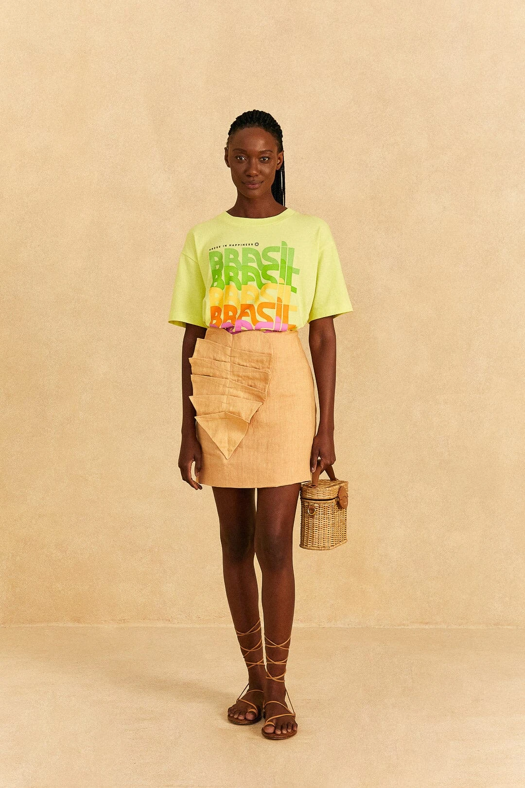 Farm Rio Beige Leaf Organic Cotton Mini Skirt 1 Farm Rio Beige Leaf Organic Cotton Mini Skirt