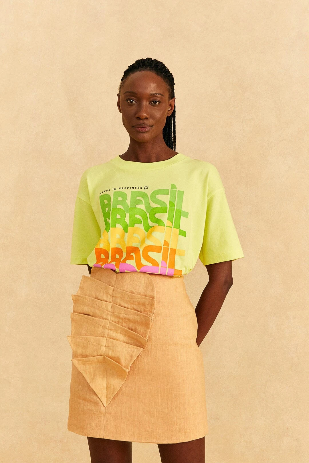 Farm Rio Beige Leaf Organic Cotton Mini Skirt 2 Farm Rio Beige Leaf Organic Cotton Mini Skirt - Image 2