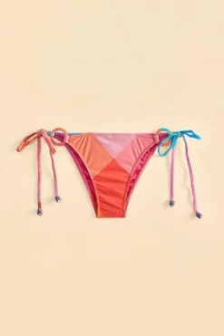 Farm Rio Blue Painted Birds Plaid Side Tie Bikini Bottom -Farm Rio Shop 310549 04