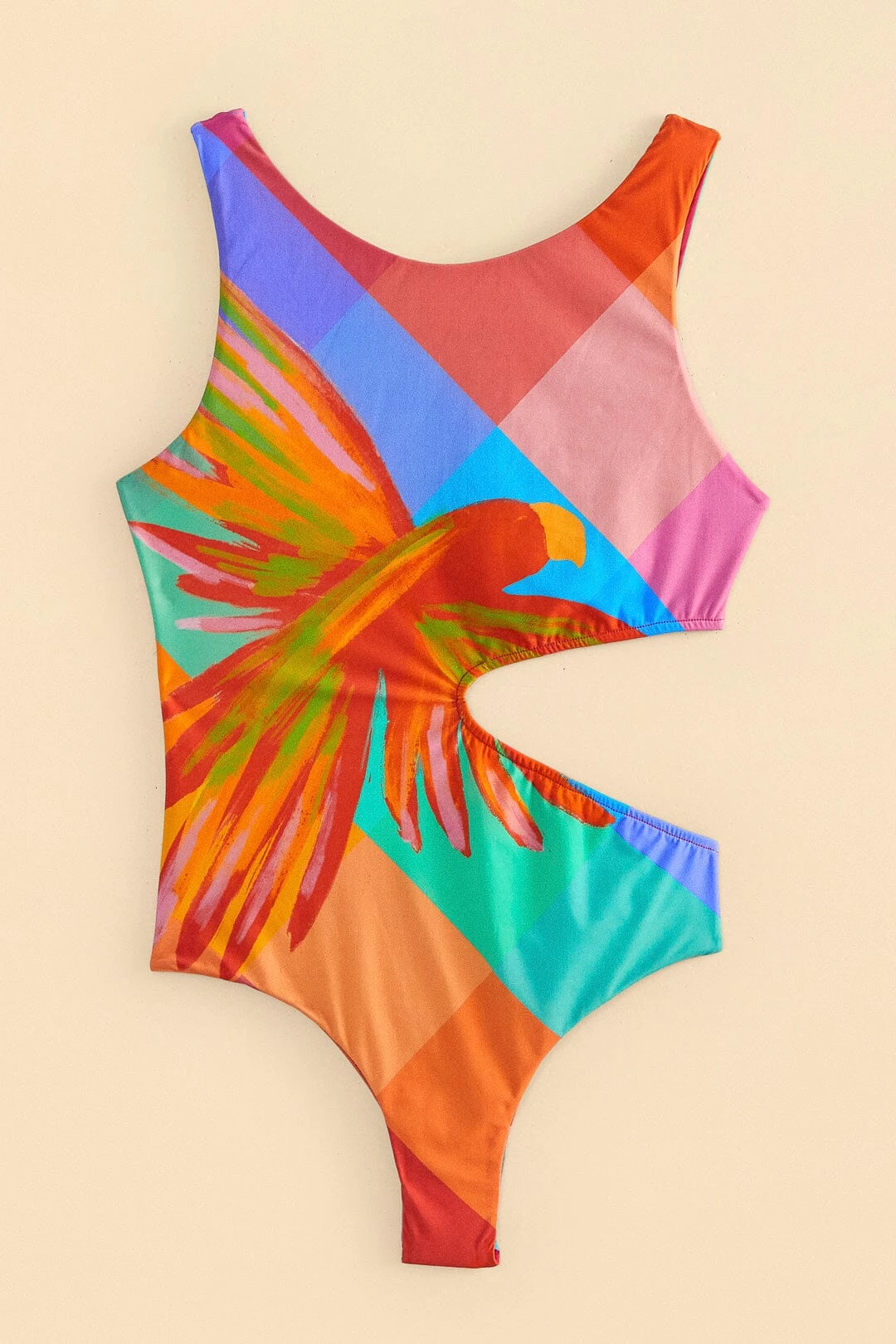 Farm Rio Blue Painted Birds Plaid One-Piece Swimsuit 4 Farm Rio Blue Painted Birds Plaid One-Piece Swimsuit - Image 4