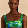 Farm Rio Blue Banana Leaves Bikini Top