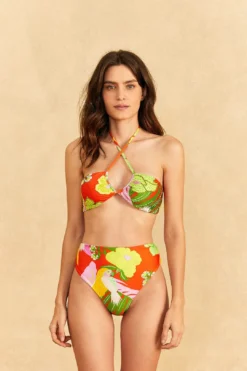 Farm Rio Red Neon Floral Bikini Bottom