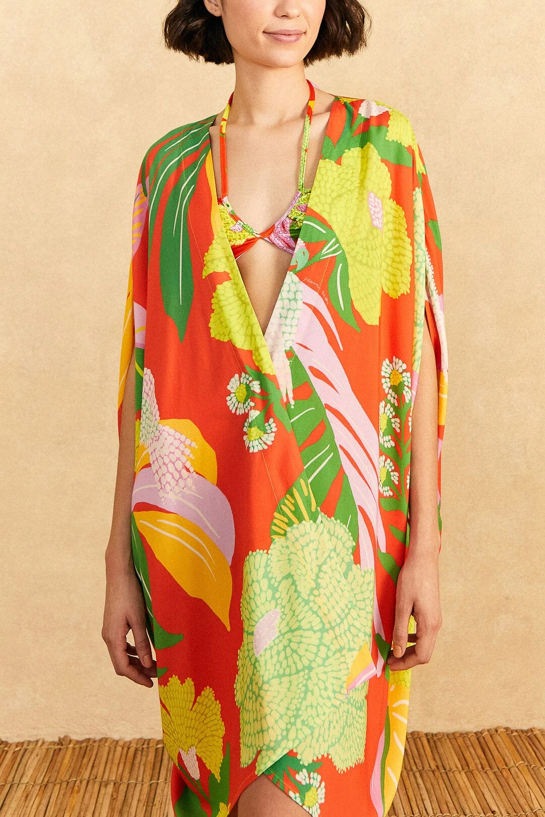 Farm Rio Red Neon Floral Kimono 3 Farm Rio Red Neon Floral Kimono - Image 3