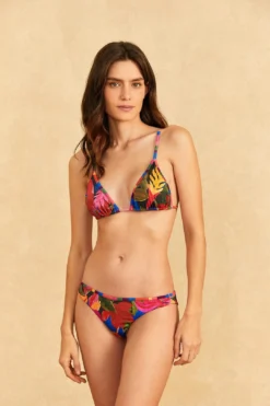 Farm Rio Blue Floral Tropical & Colorful Stripes Bikini Bottom