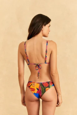 Farm Rio Blue Floral Tropical & Colorful Stripes Triangle Bikini Top -Farm Rio Shop 310624 03