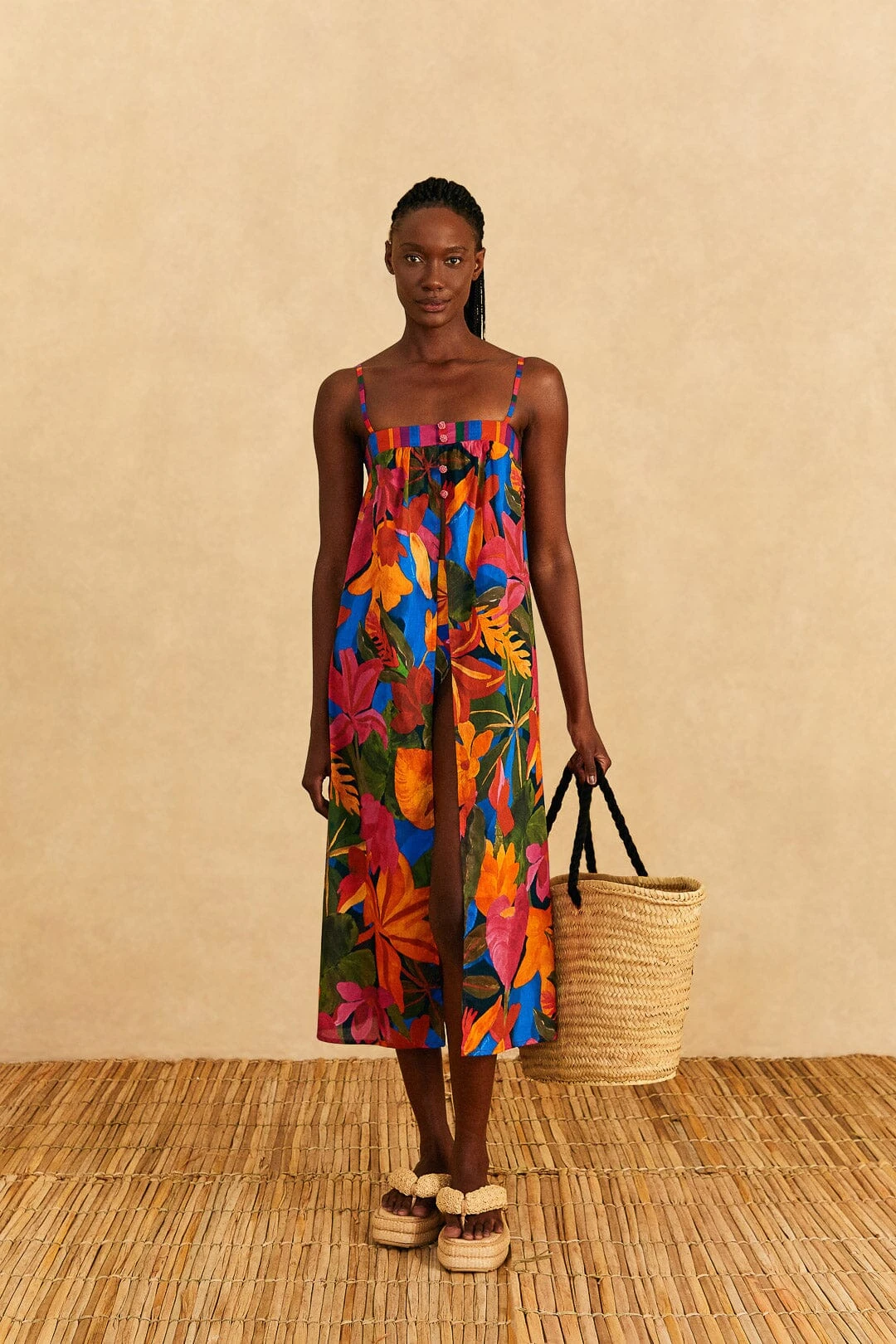 Farm Rio Blue Floral Tropical & Colorful Stripes Cover-Up 1 Farm Rio Blue Floral Tropical & Colorful Stripes Cover-Up