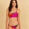 Farm Rio Colorful Leaves One-Shoulder Bikini Top