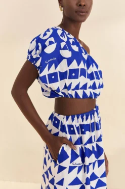 Farm Rio Off-White Pitta Tiles One-Shoulder Maxi Dress -Farm Rio Shop 310650 03 scaled